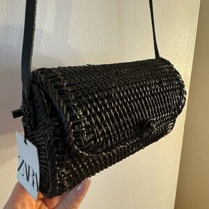 Zara black rattan purse